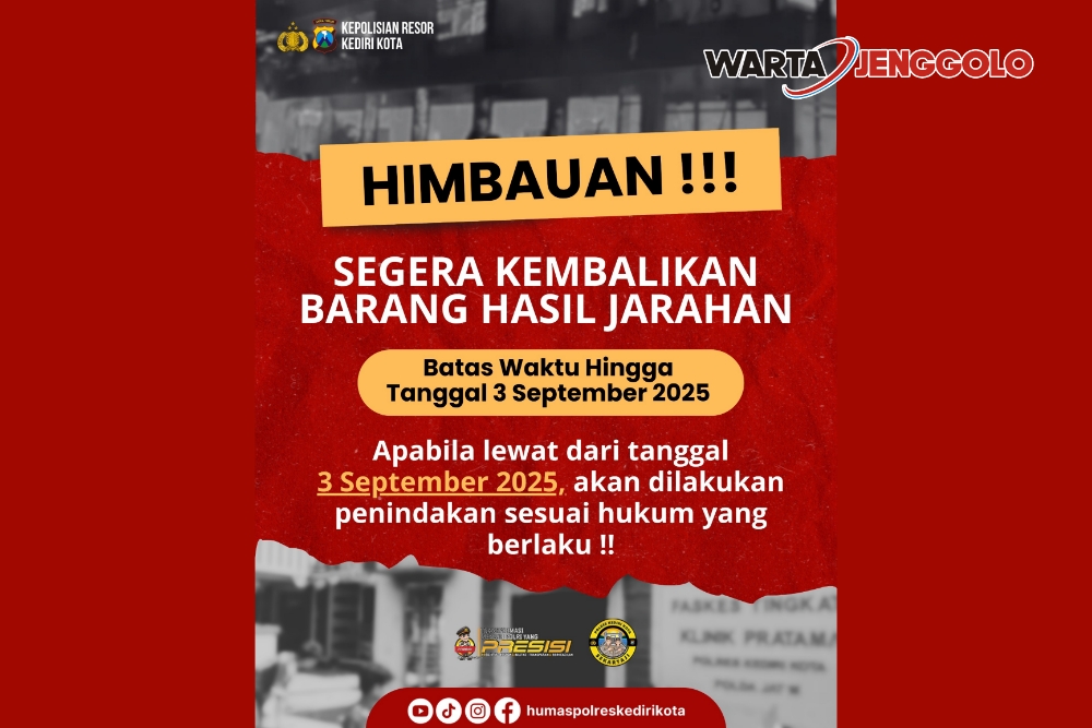 Poster himbauan batas waktu pengembalian barang jarahan