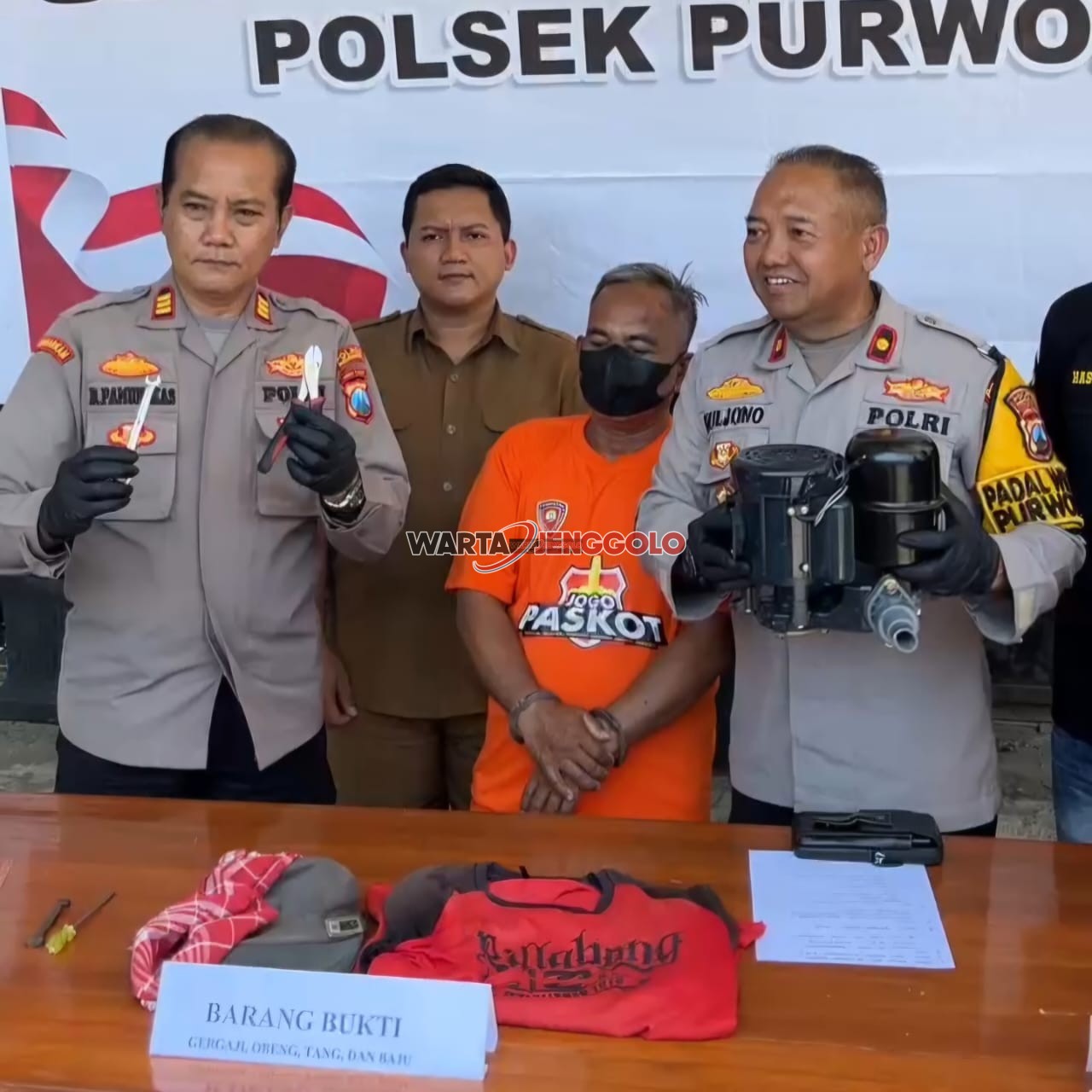 Barang bukti pompa air hasil curian yang diamankan polisi
