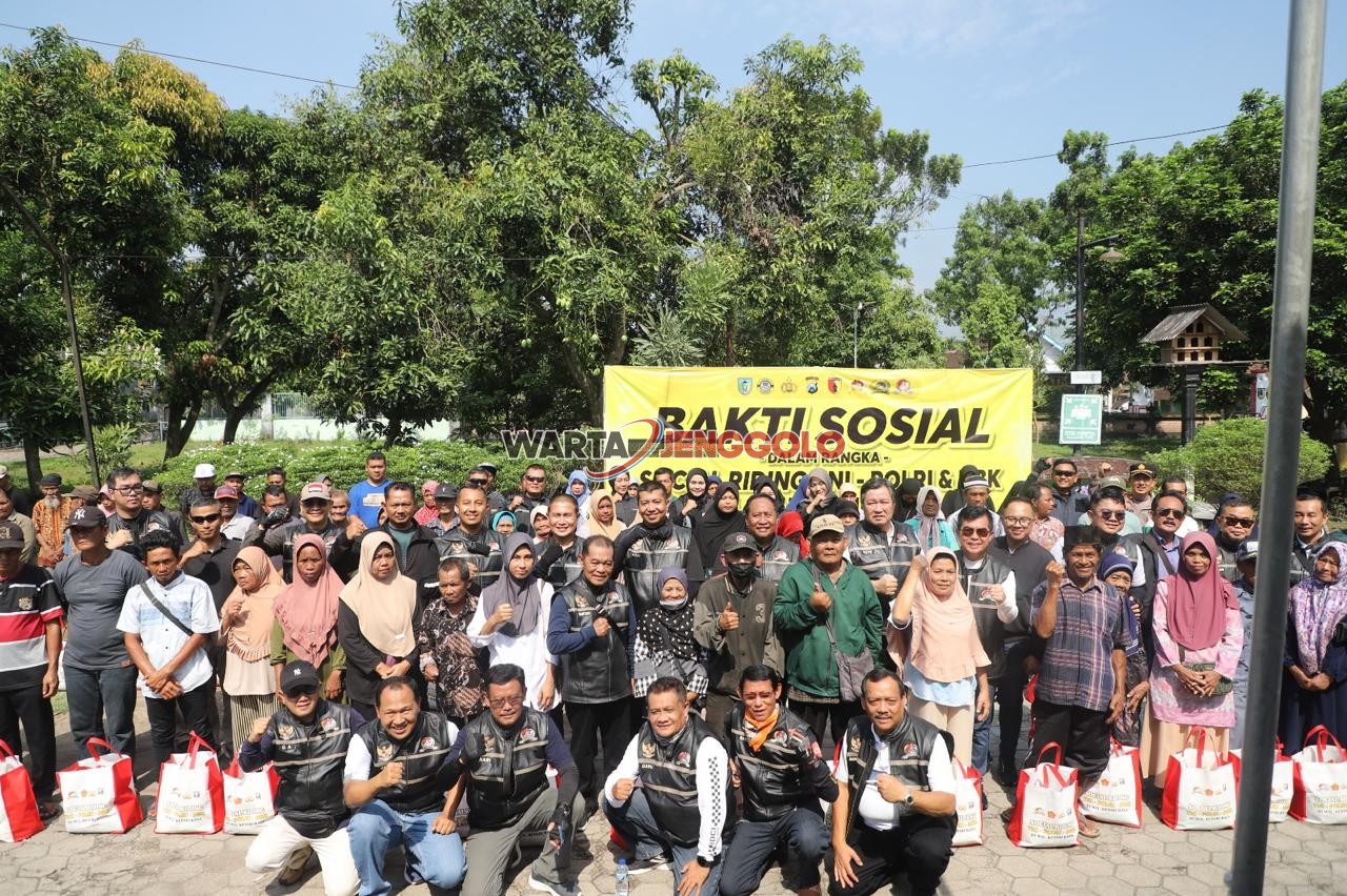 Momen kebersamaan TNI-Polri saat melaksanakan Social Riding di wilayah Kandat Kediri