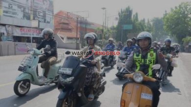 Suasana Touring Bersholawat Polres Pasuruan bersama masyarakat dan komunitas motor